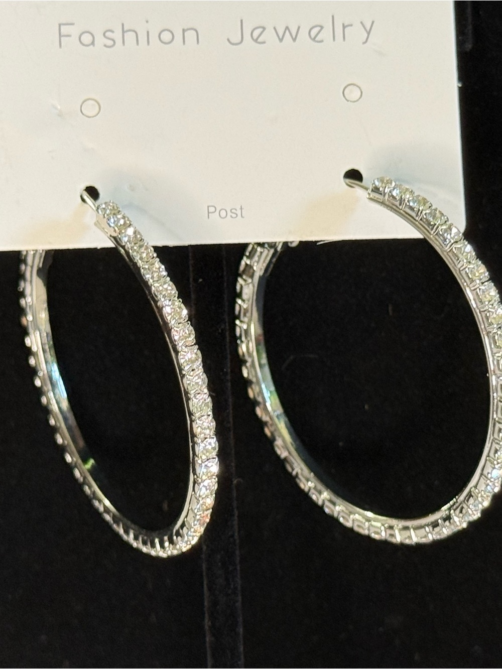 Fashion Jewelry Silver Crystal Hoop Earrings